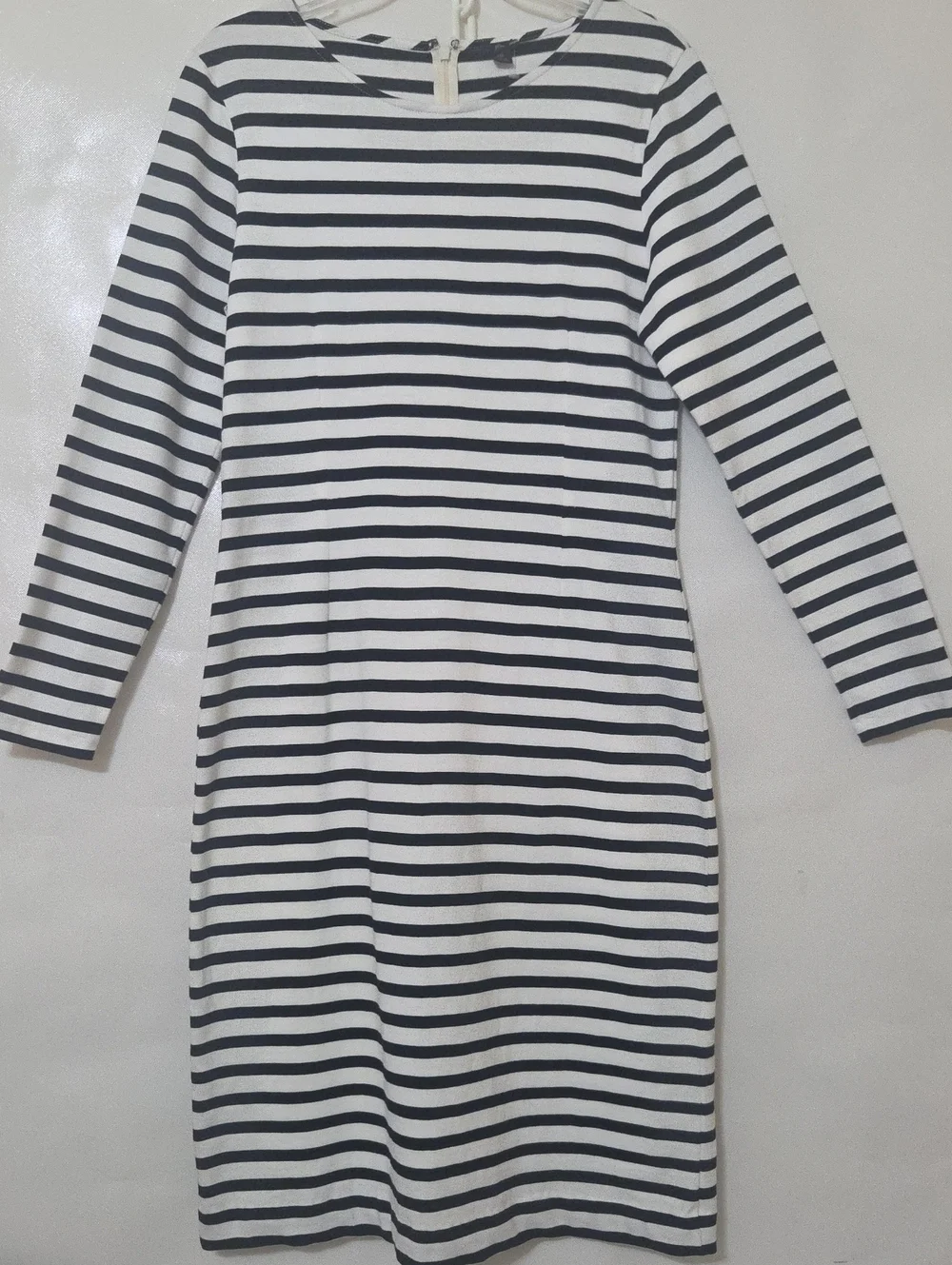 J. Crew Black & White Striped Long Sleeve Sheath 100% Cotton Dress - Size 10